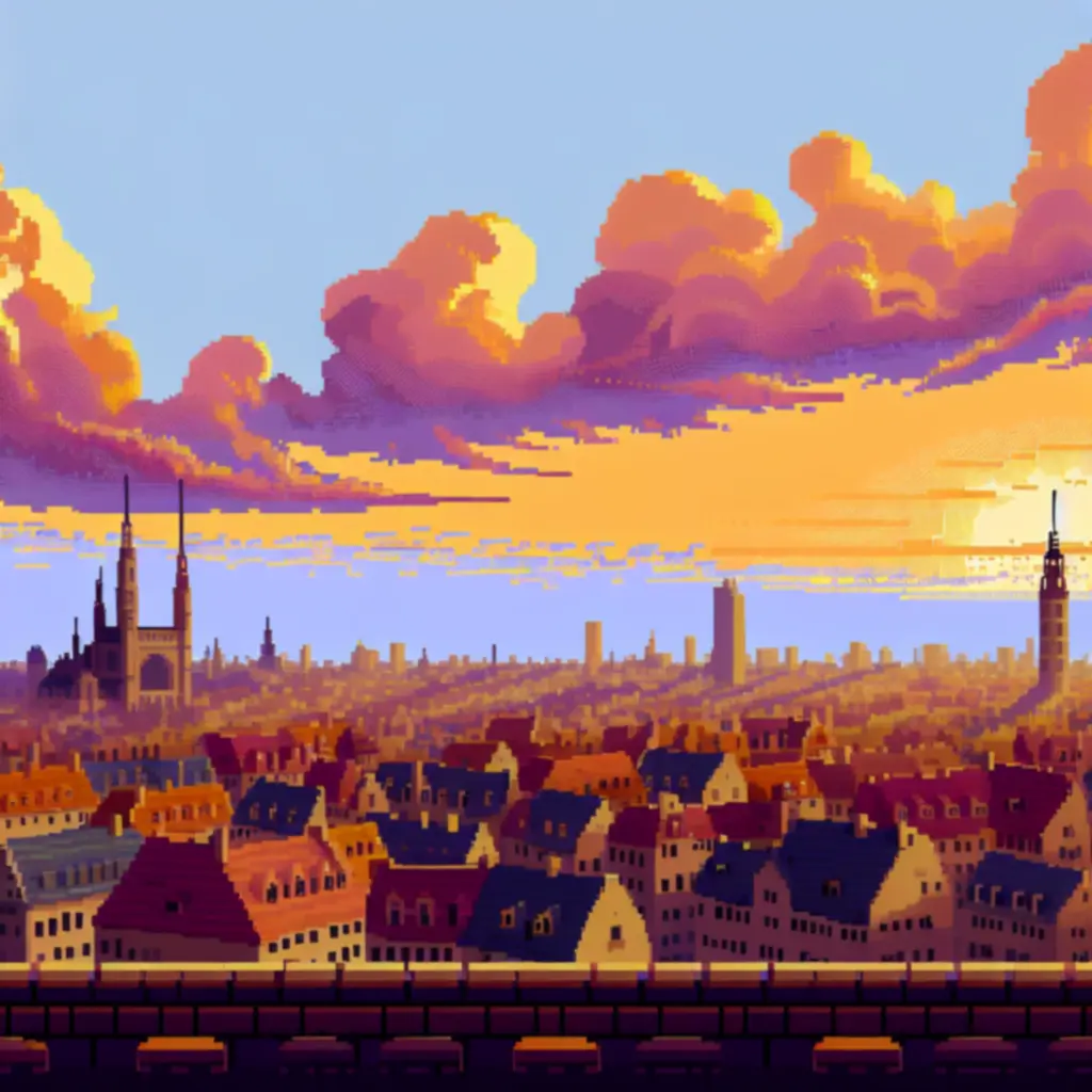Panorama miasta Barya w świetle zachodu